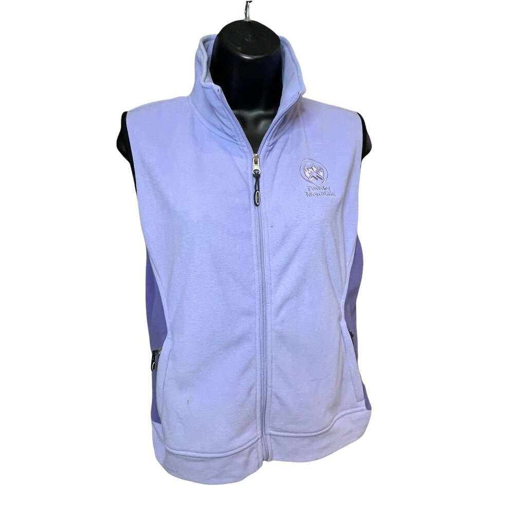 Suncruz Womens Purple Fleece Vest Medium Full Zip Powder Mountain Embroidery